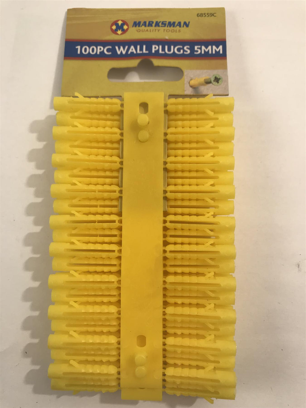 Marksman 100pc Wall Plugs 5mm Yellow  68559C