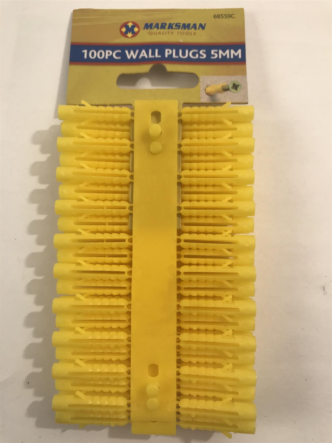 Marksman 100pc Wall Plugs 5mm Yellow  68559C