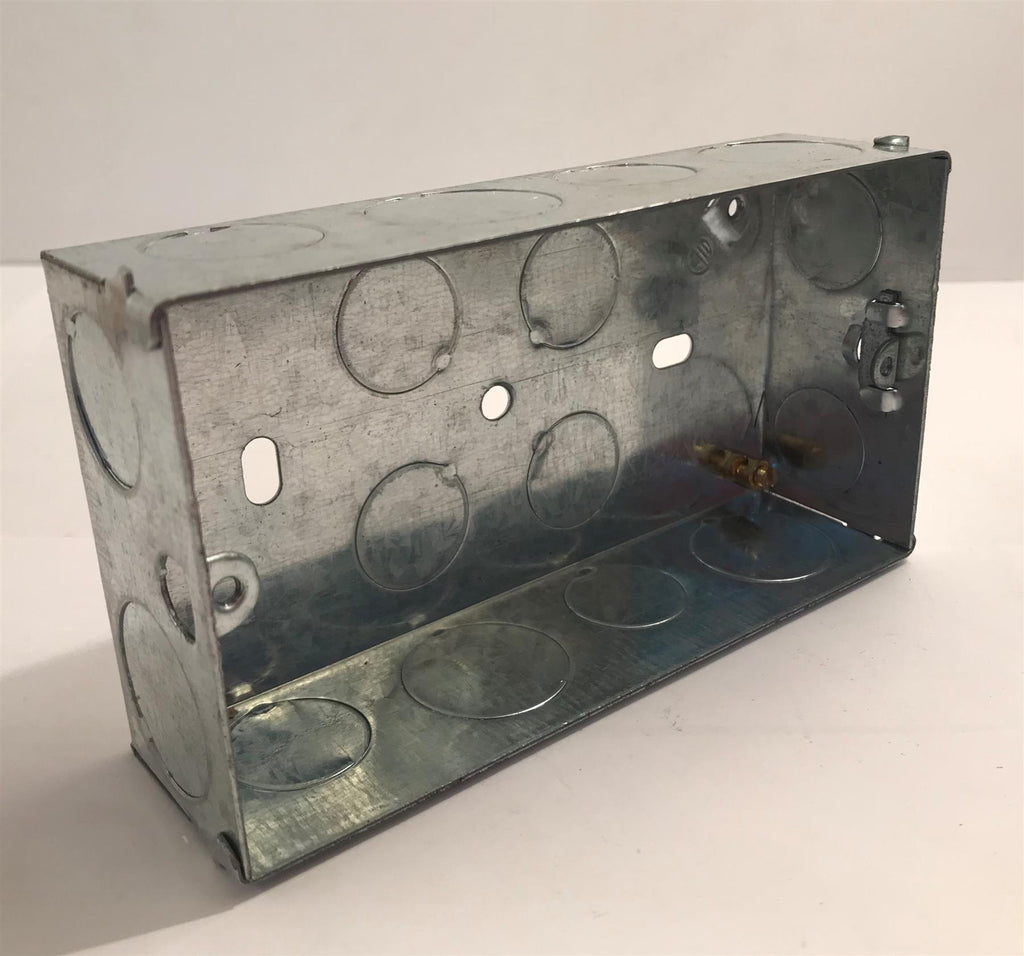 Flush Double Metal Switch & Back Box 2 Gang 35mm