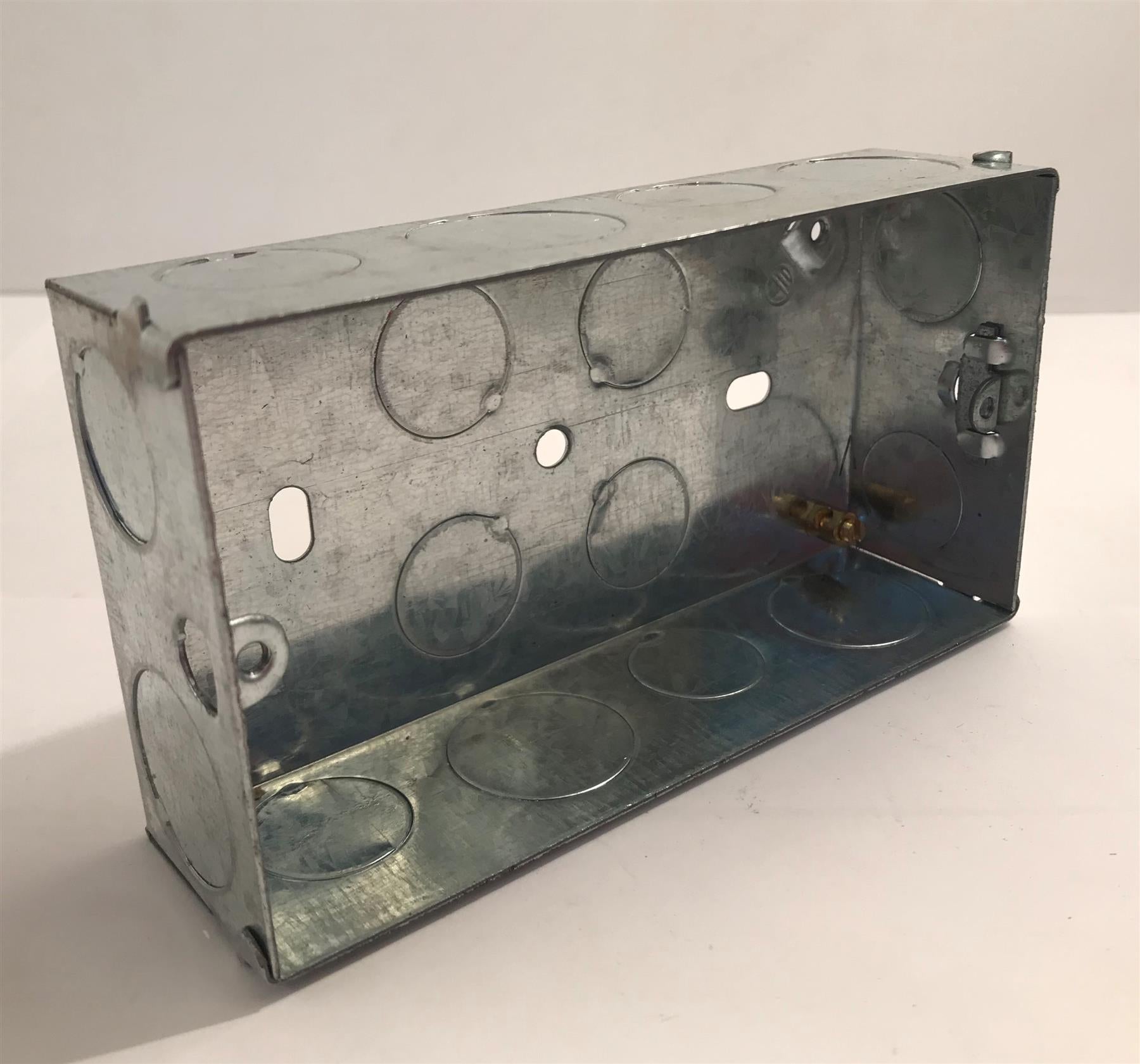 Flush Double Metal Switch & Back Box 2 Gang 35mm