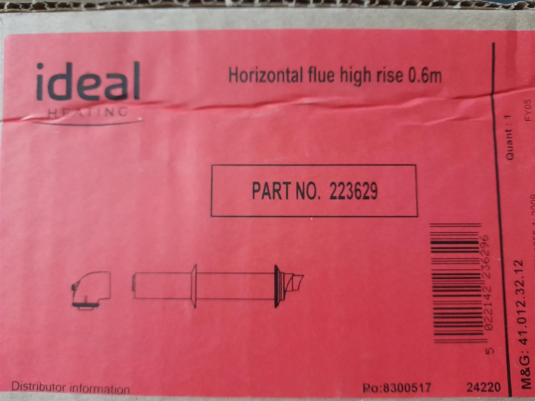 Ideal 223629 horizontal flue terminal high rise 0.6M