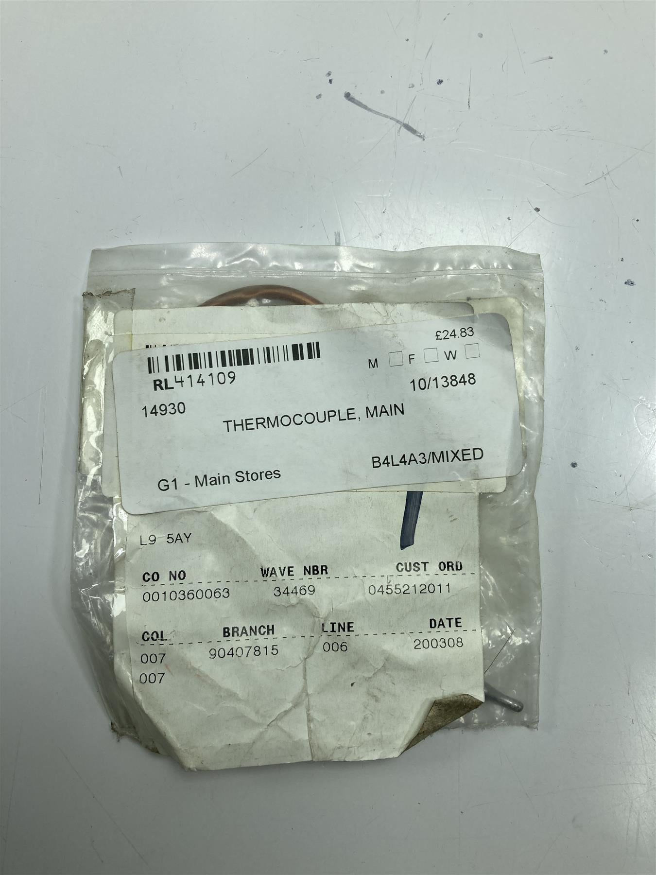 MAIN MEDWAY SUPER & THAMES LONG NUT TYPE THERMOCOUPLE 10/13848 7220212APS