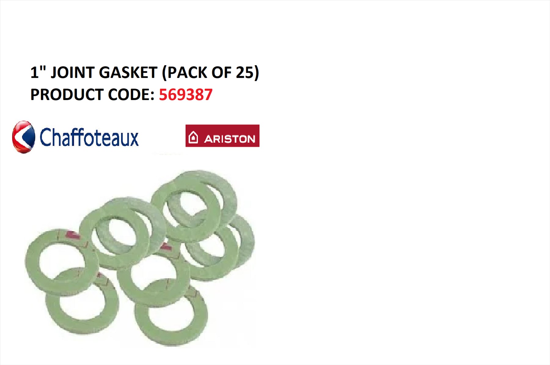 NEW Chaffoteaux Ariston 1" Gasket WASHER Boiler 569387 Genuine (25 Pack)
