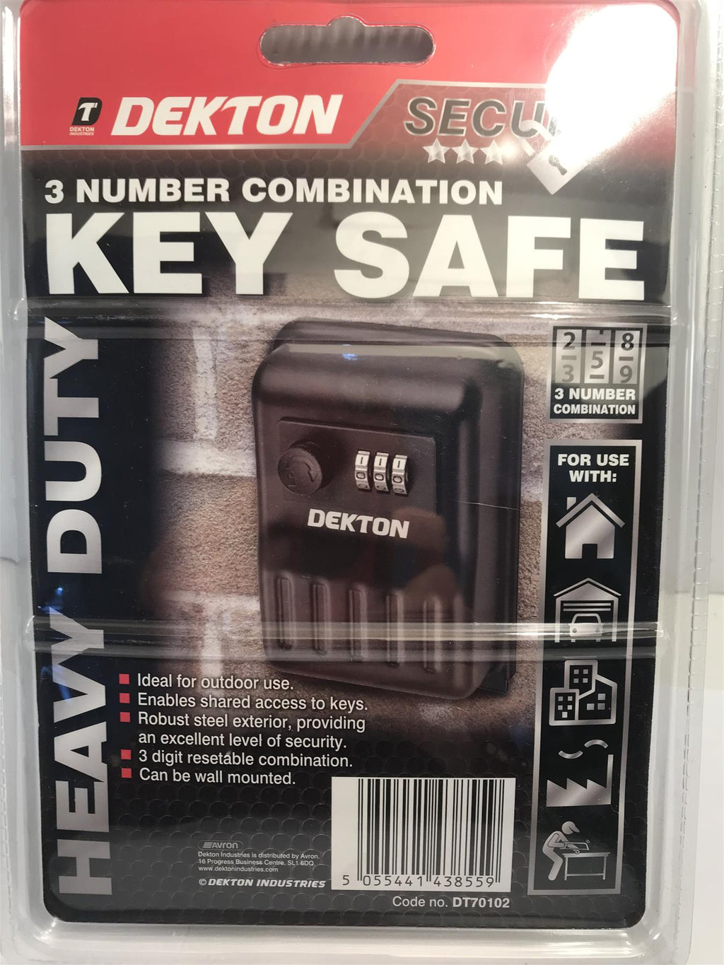 Dekton 3 Number Combination Key Safe Heavy Duty Robust Steel DT70102