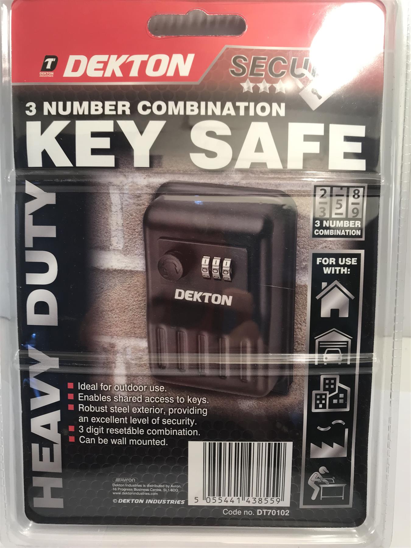 Dekton 3 Number Combination Key Safe Heavy Duty Robust Steel DT70102