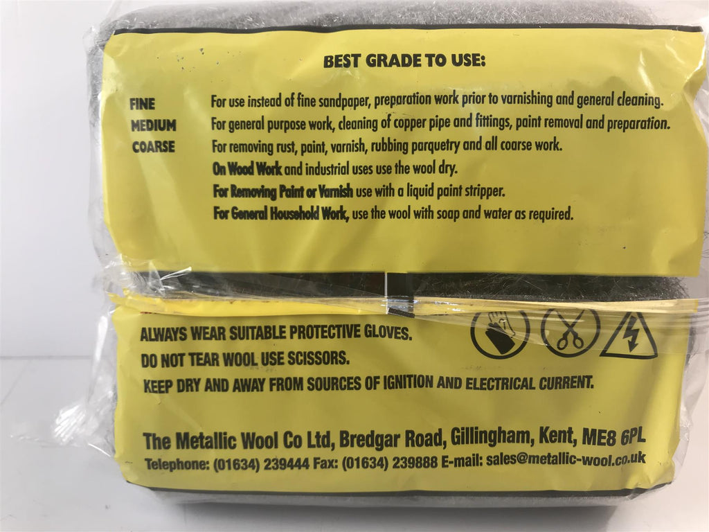 Metallic Wool Steel Pads Medium Grade Pads 8 Pack