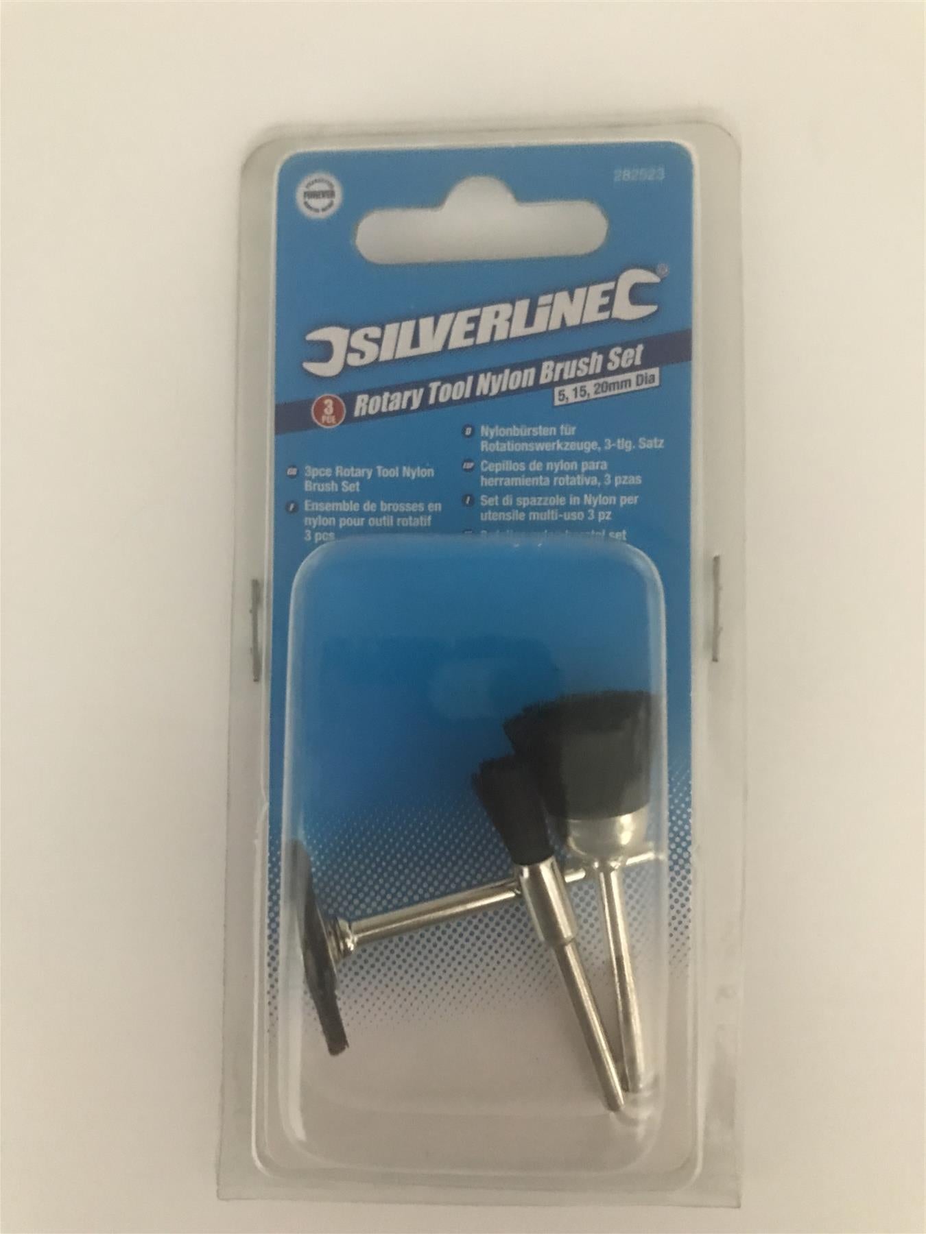 Silverline 3pc Rotary Tool Nylon Brush Set 5, 15, 20mm Dia.  282523