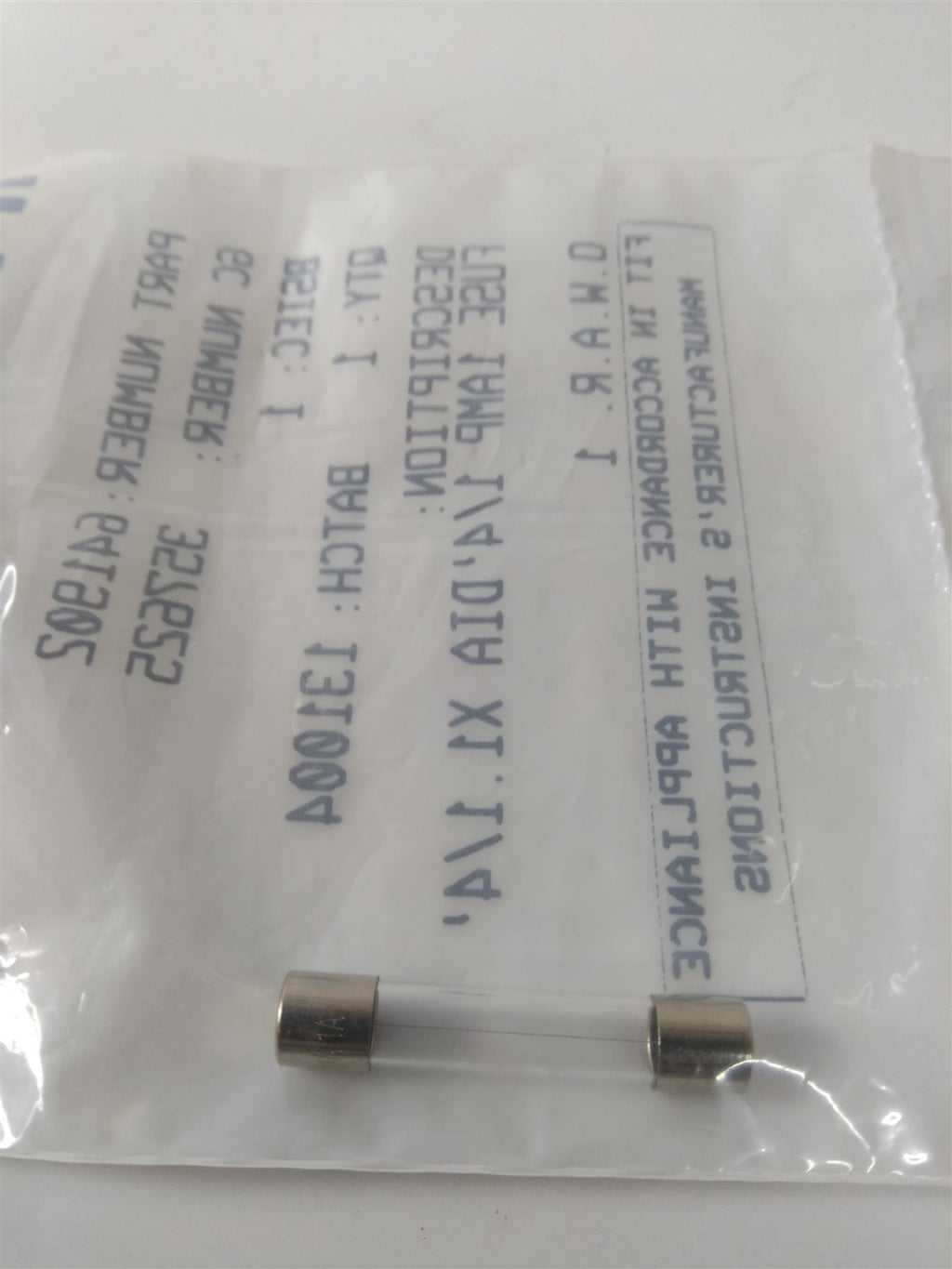 NEW POTTERTON 641902 FUSE 1AMP 1/4'DIA X1.1/4'
