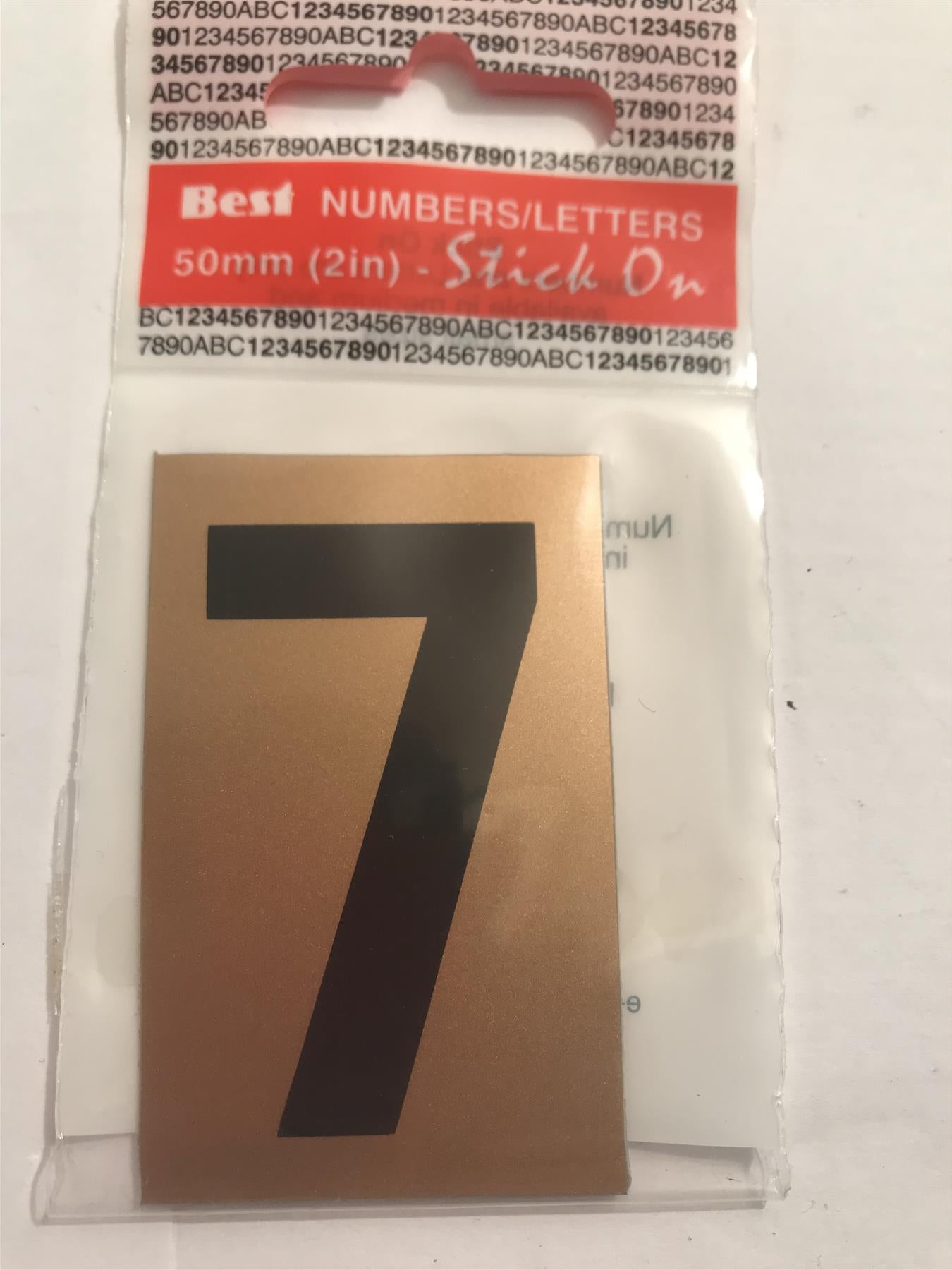 Gold/Black Number 7 Self Adhesive 1" x 2"