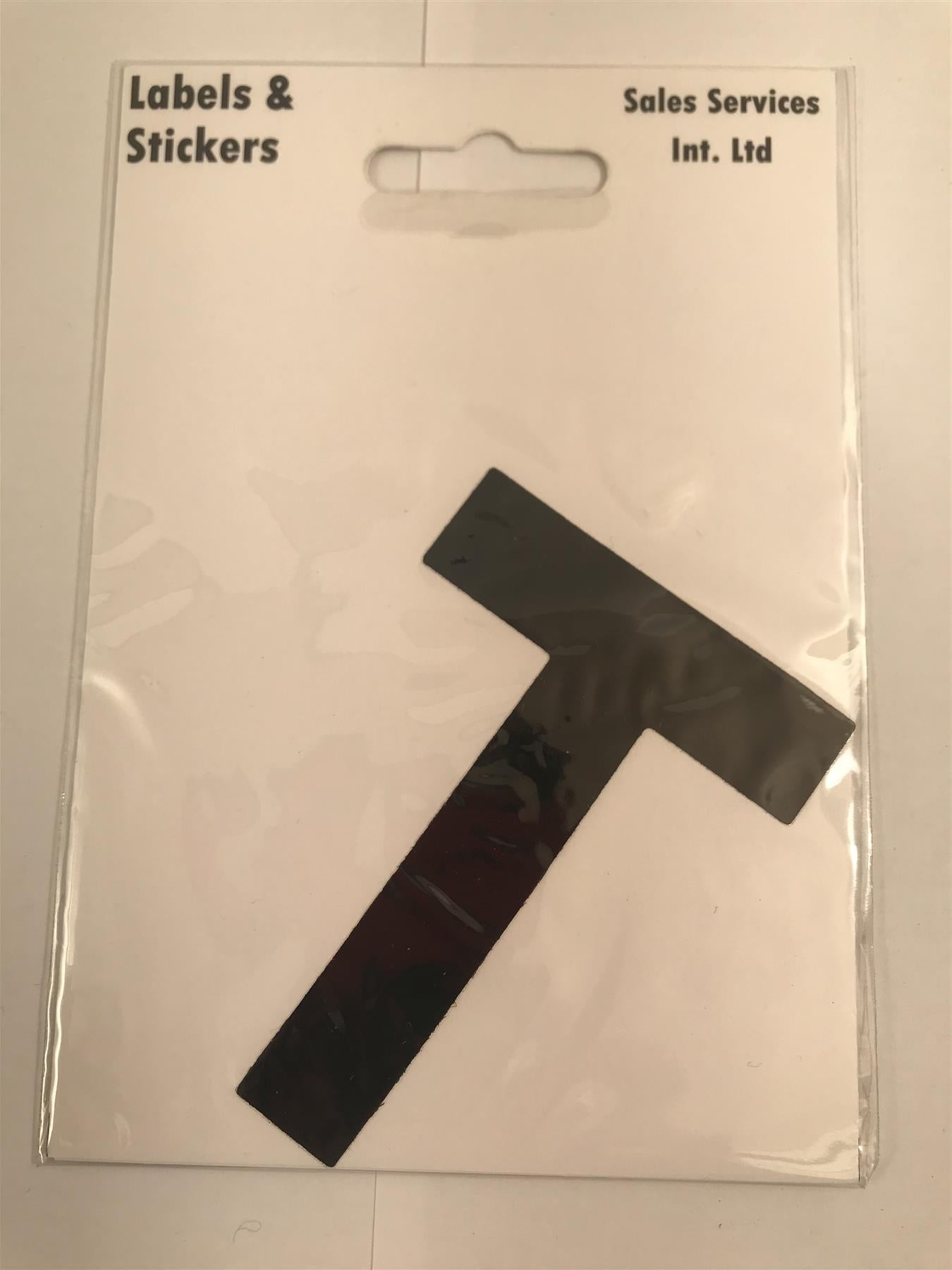 Black Letter T Self Adhesive Waterproof Sticker 8 x 6cm