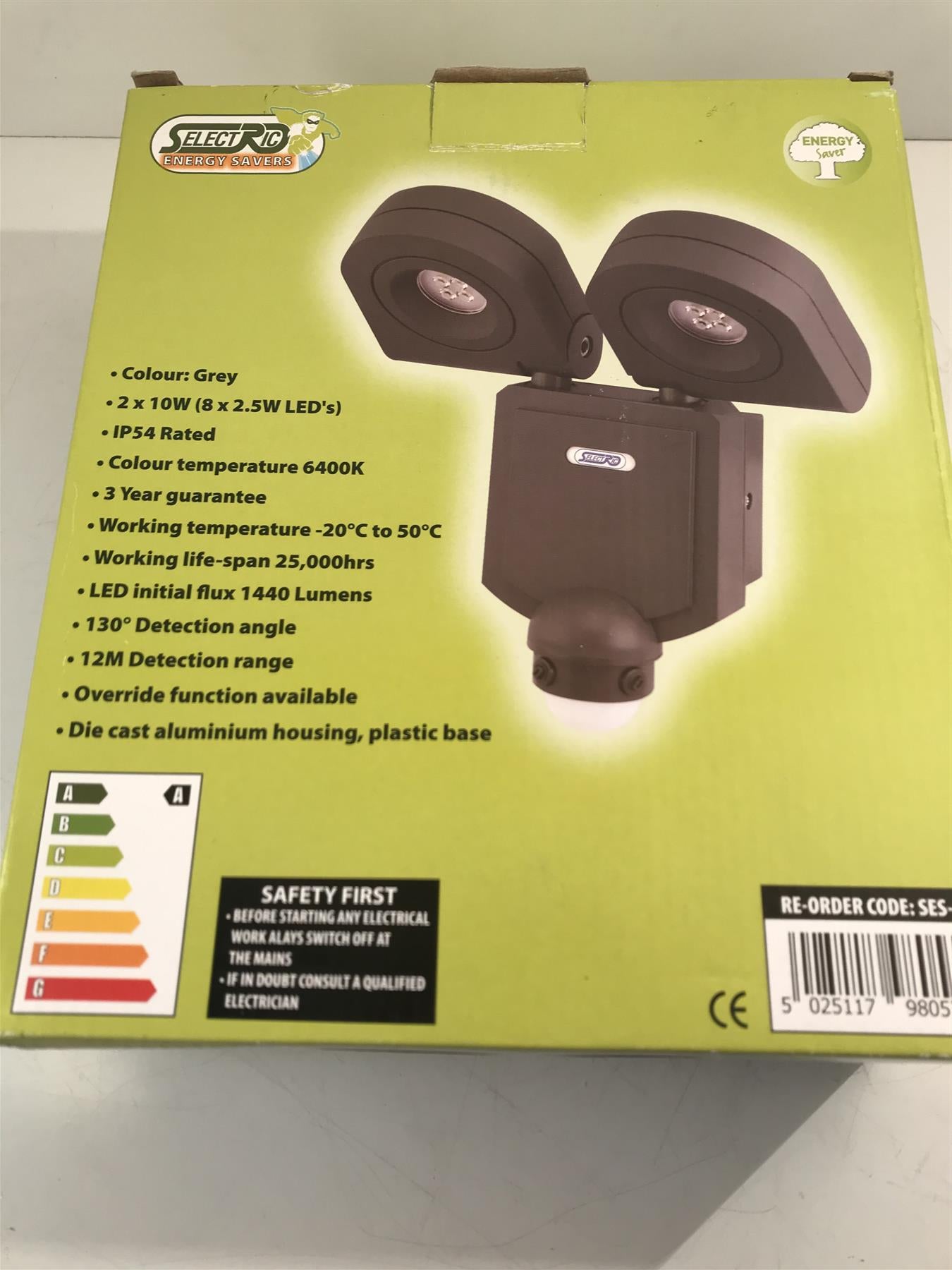 Selectric SES-10 IP54 2 x 10W Twin LED Floodlight with motion sensor black