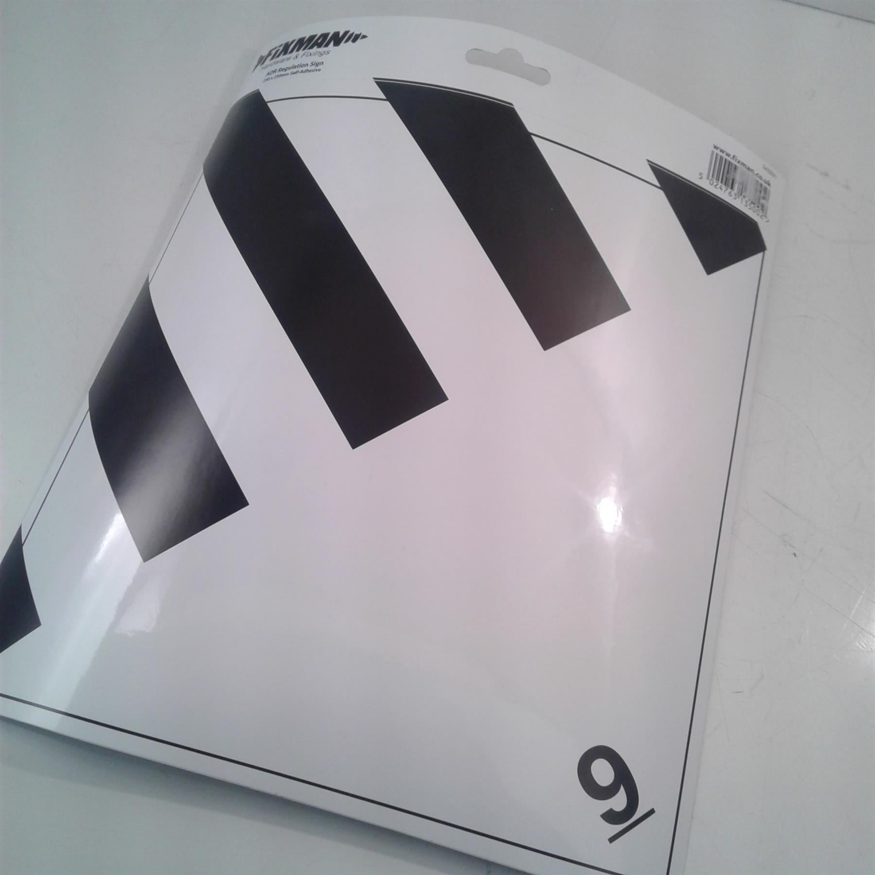 Fixman 343291 ADR Dangerous Goods Regulation Sign 250 x 250mm