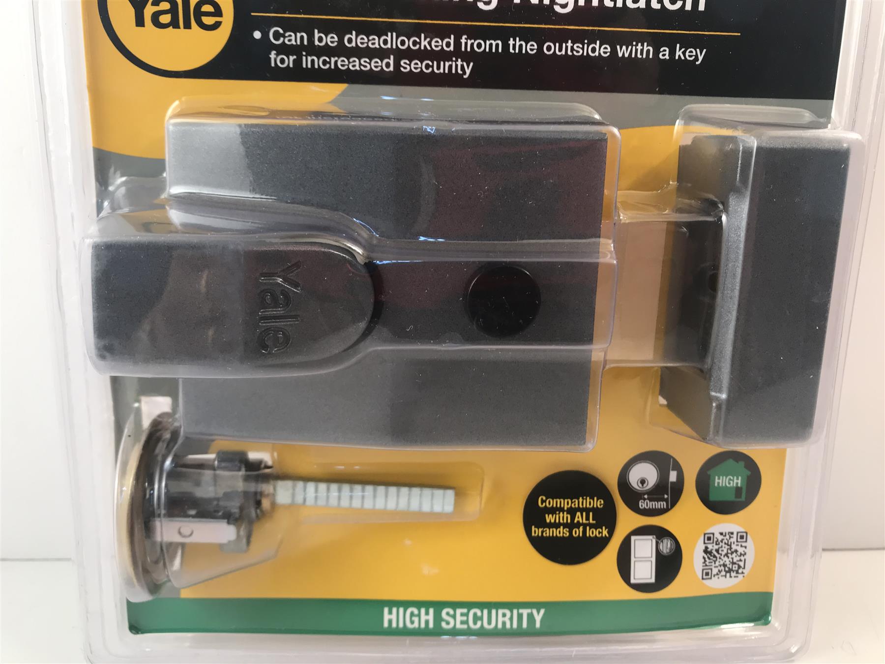 Yale P-89-DMG-PB-60 Yale Deadlocking Nightlatch, 60 mm, with 2 KEYS + cyldr