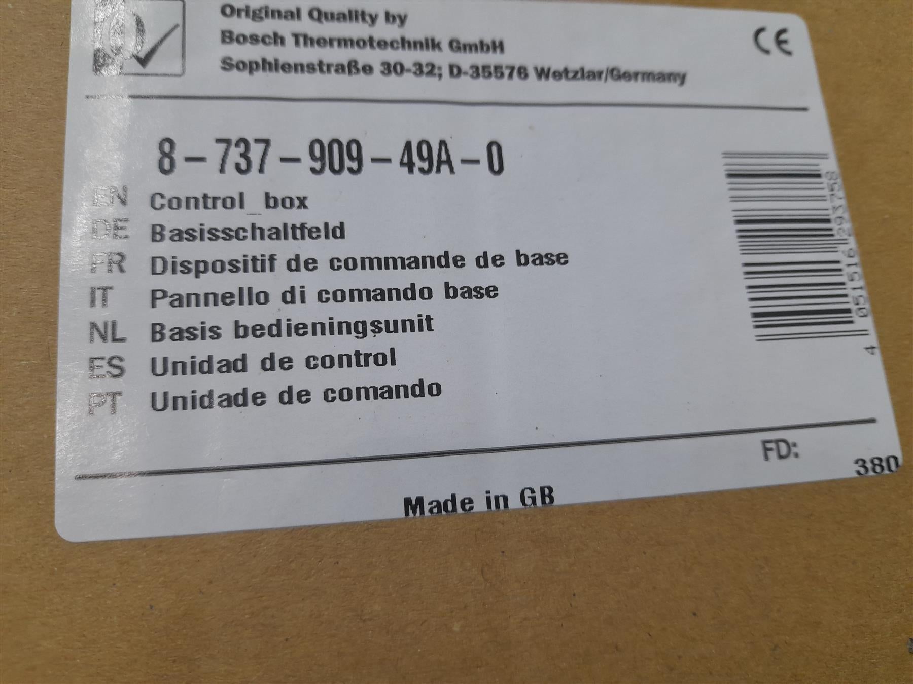 Worcester Greenstar Control Box 873790949A0