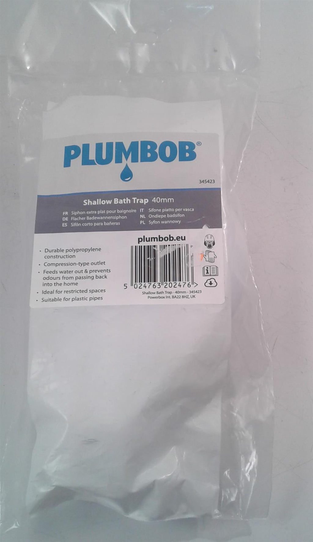 Plumbob 40mm Shallow Bath Trap 345423