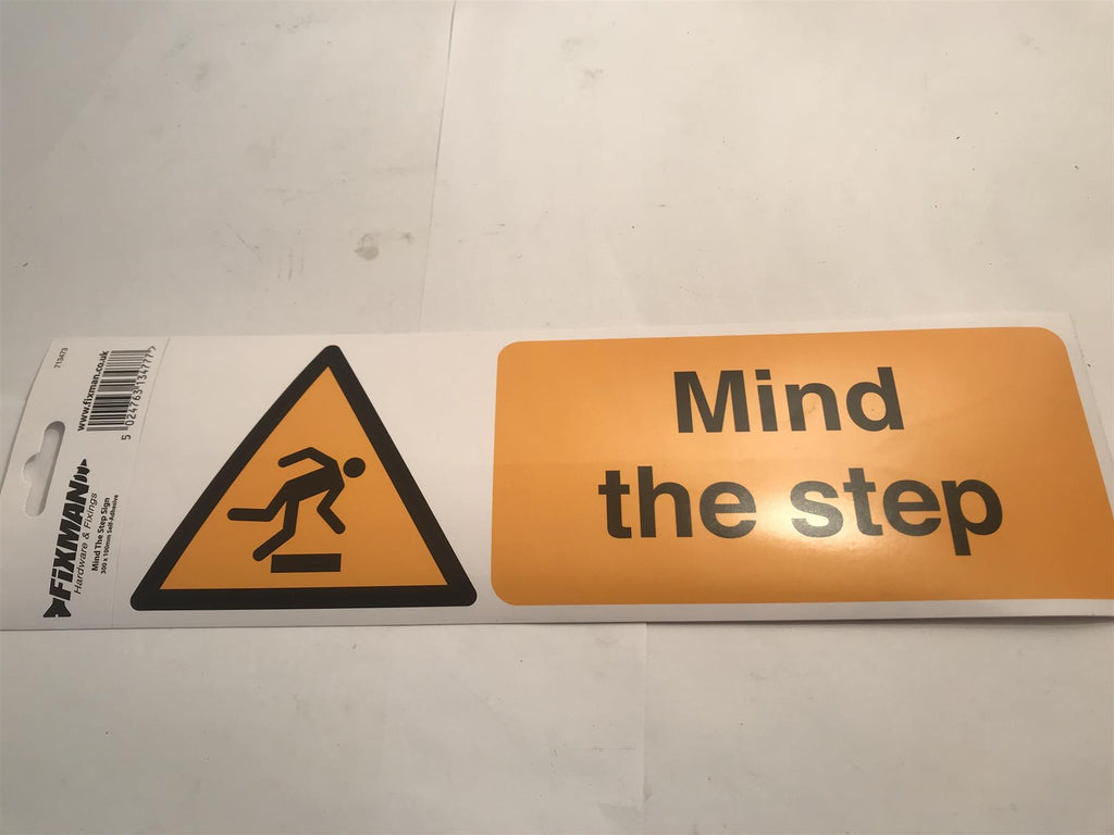 Fixman Mind the Step Sign Self-Adhesive 300 x 100mm  713473