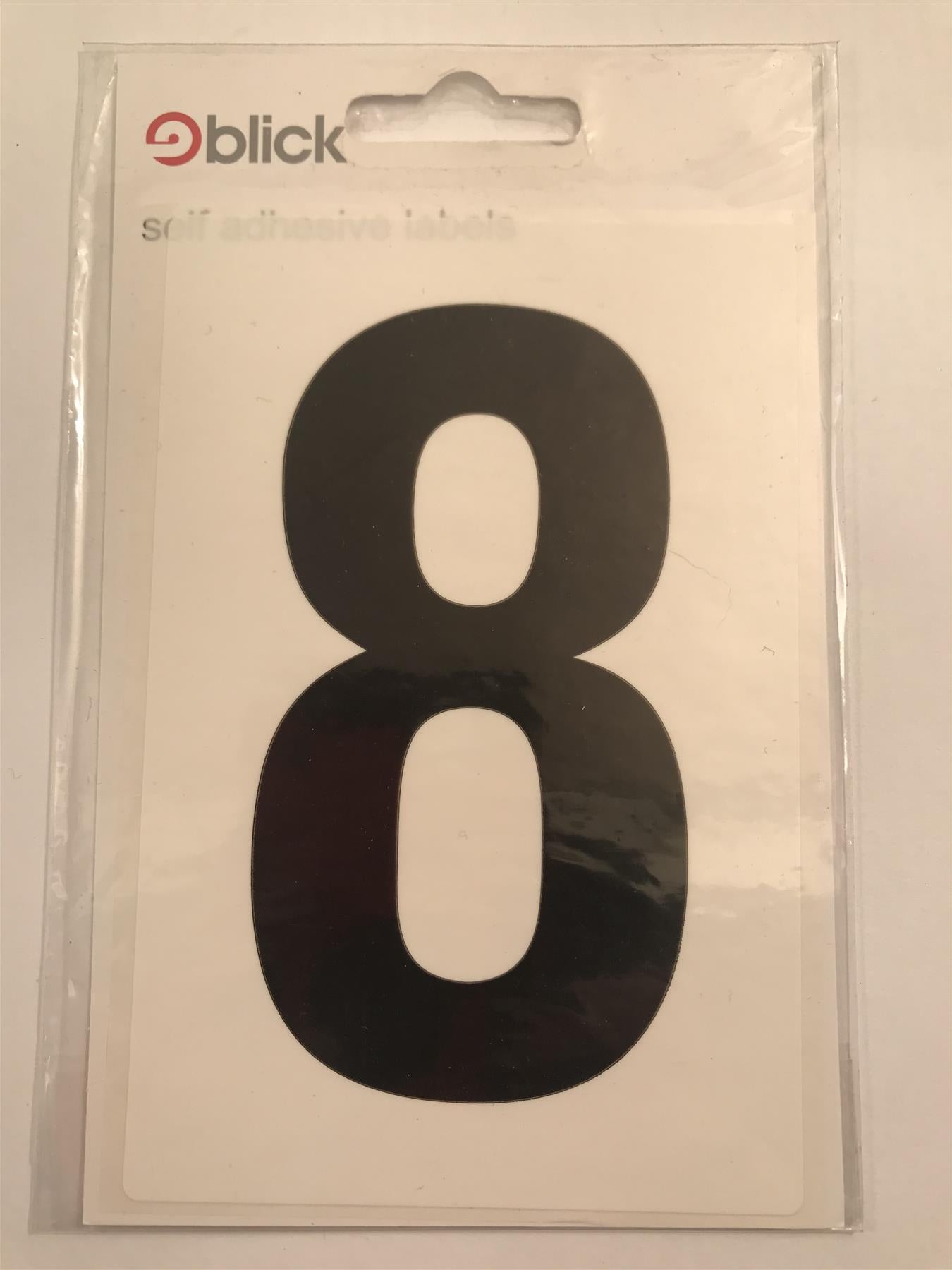 Blick Wheelie Bin Number 8 Black on White Self Adhesive Label 5" x 3 1/2"