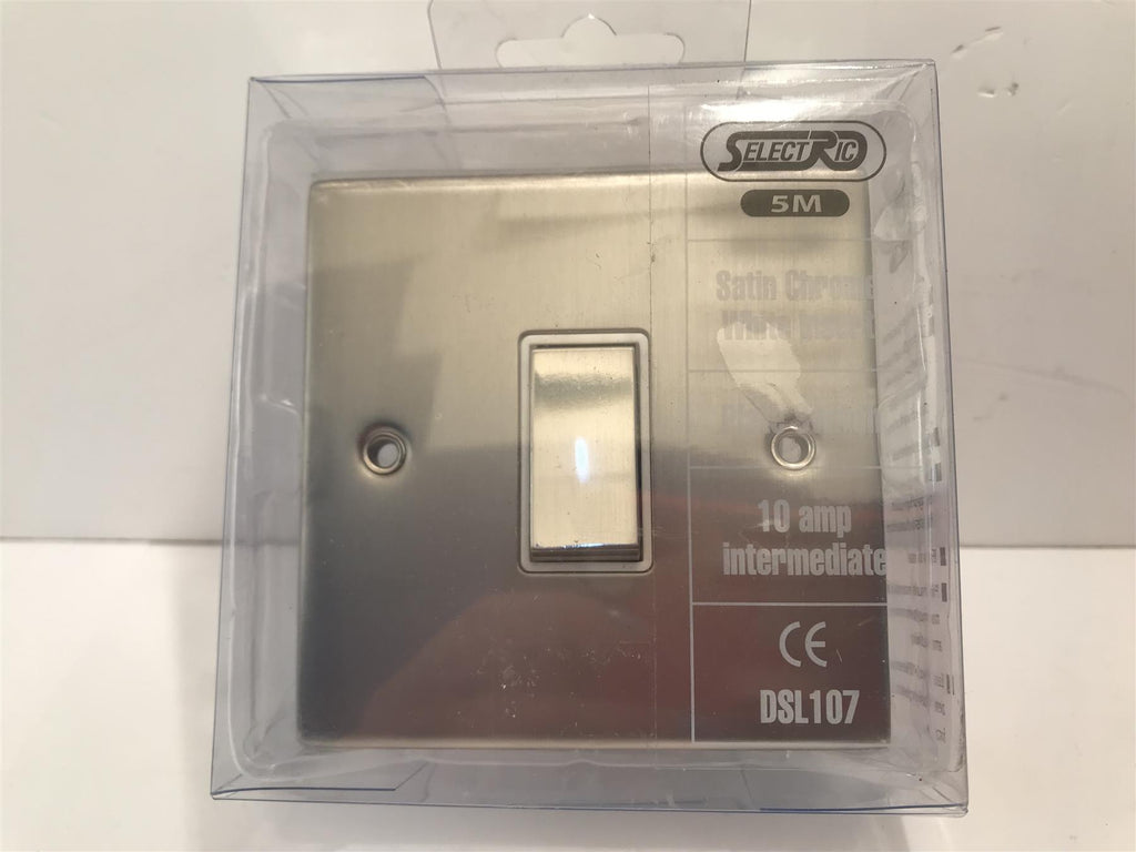 Satin Chrome 10A White Insert Plate Switch DSL107