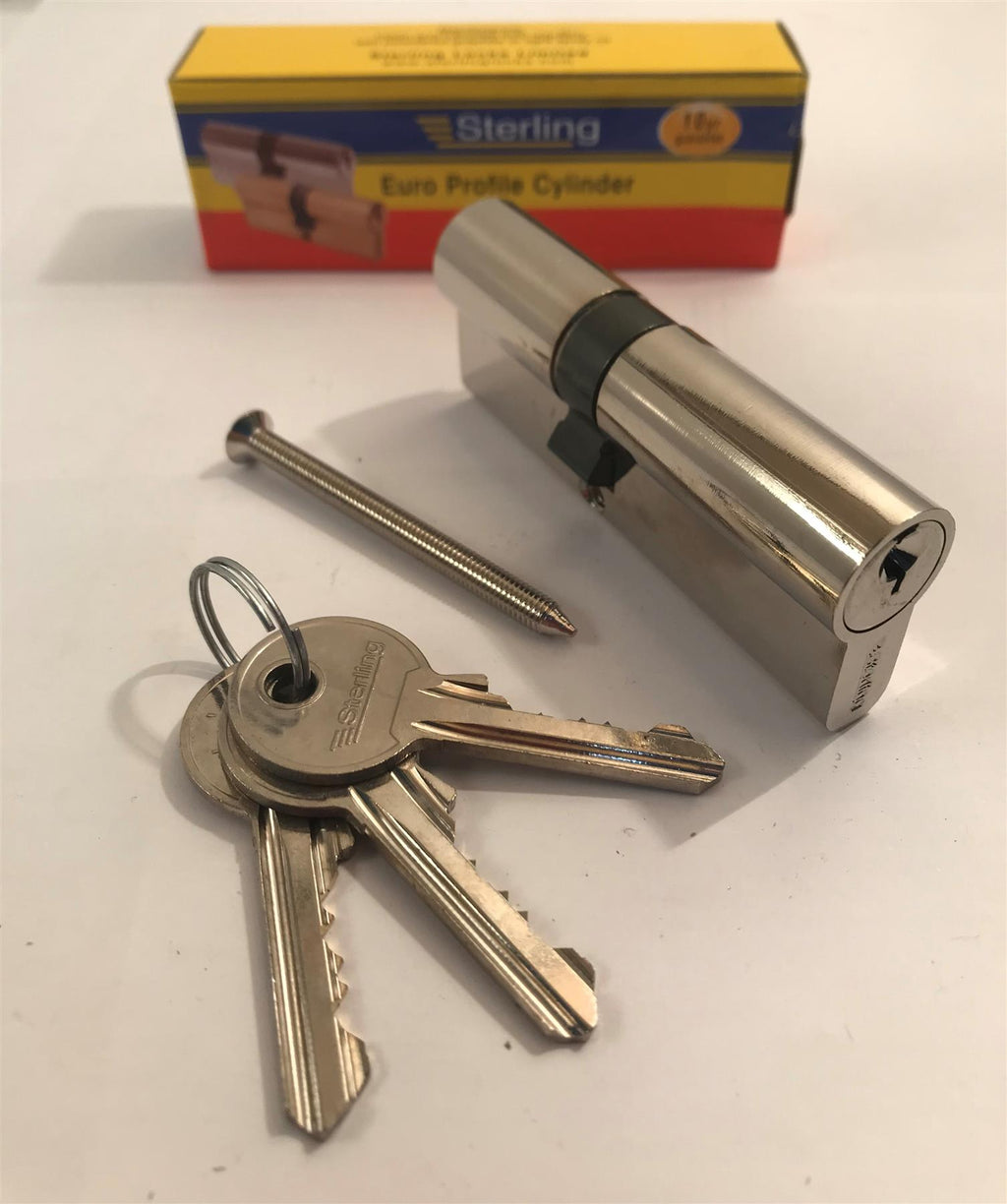 Sterling EPN3545 Double Euro 5 Pin Cylinder 80mm (35x45), Polished Nickel