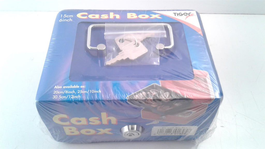 Blue 150x120x75mm Cash Boxes Money Holder Metal Handle Security Safe Key Lock