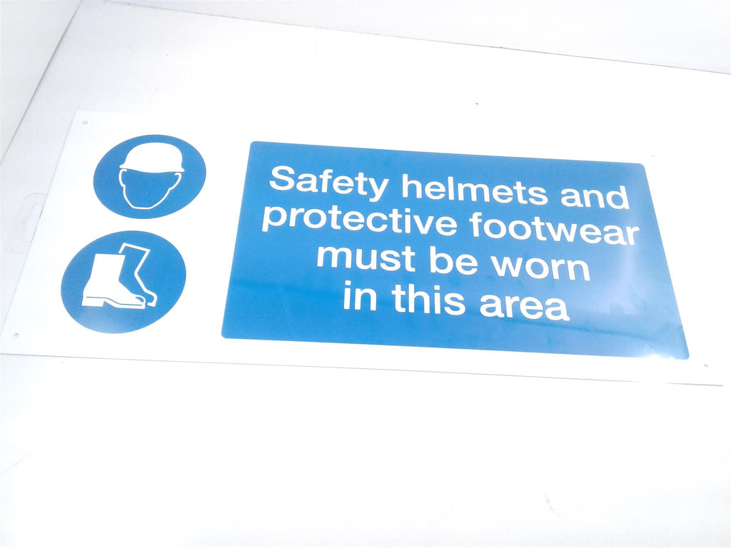 Safety Helmet and Protective Footwear (double-sided) rigid Sign 450 x 200mm