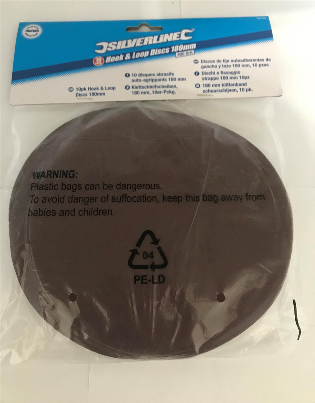 Silverline 868738 Hook and Loop Discs 400 Grit, 180 mm - Pack of 10