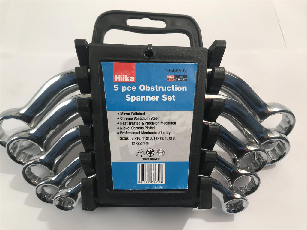 Hilka 5pc Obstruction Spanner Set 8x10, 11x13, 14x15, 19x19, 21x22mm 16566502