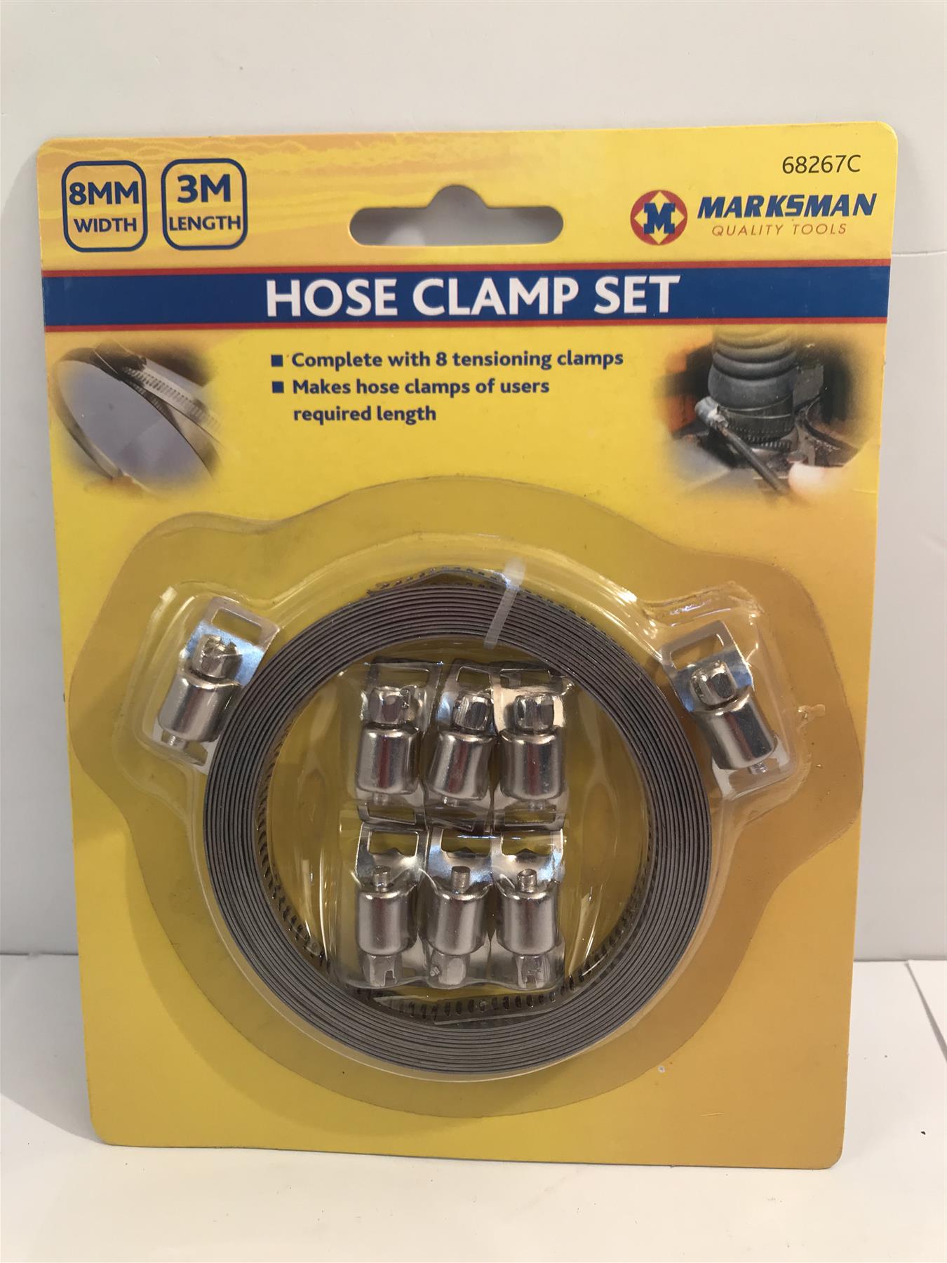Marksman 3m X 8mm Metal Band Hose Clamp Kit with 8 Tension Clamps 68267C