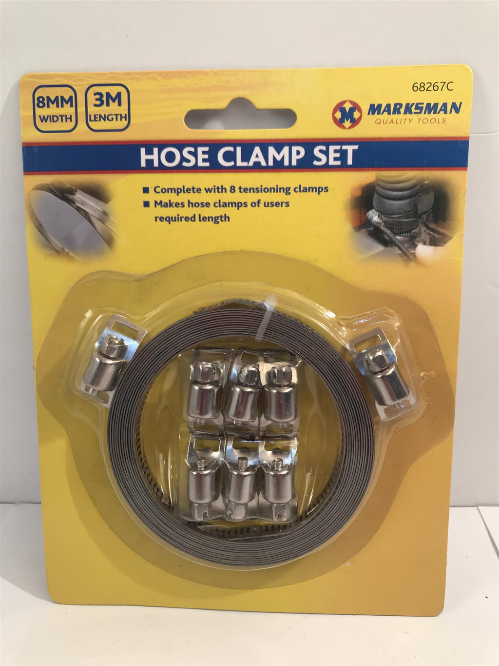 Marksman 3m X 8mm Metal Band Hose Clamp Kit with 8 Tension Clamps 68267C
