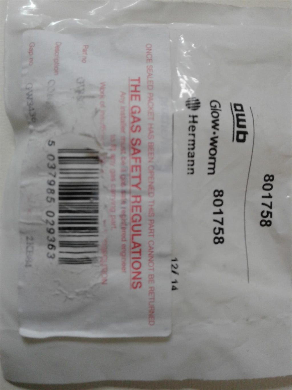 NEW GLOW WORM HIDEAWAY FF BOILER KNOB DIAL CONTROL 801758