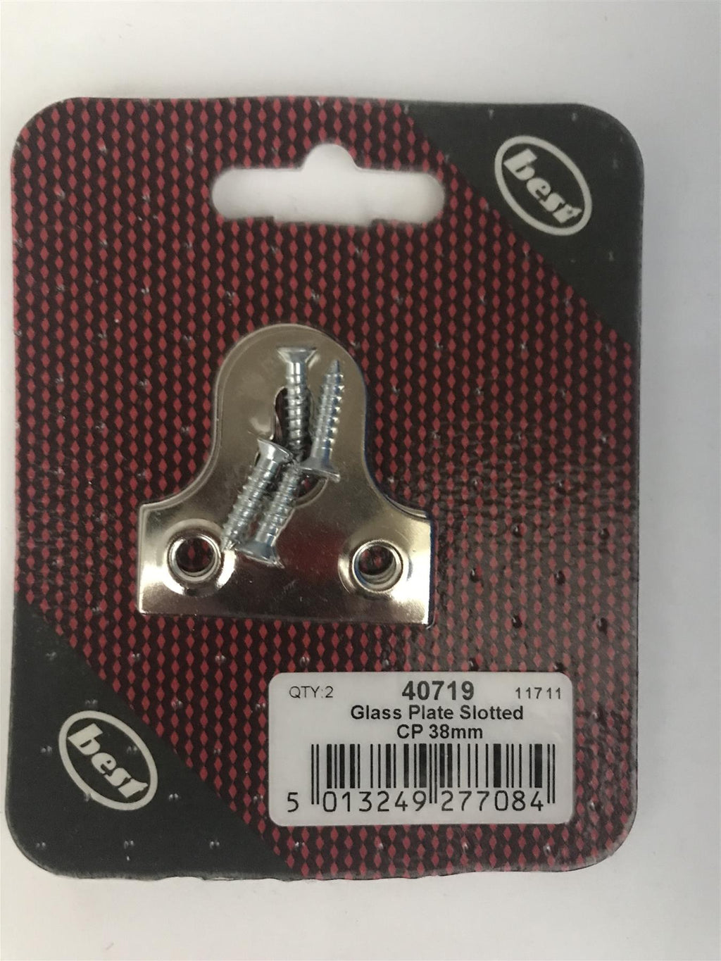 Best 38mm Glass Hanging Plate Slotted Chrome Plated  (2 Pk) 40719