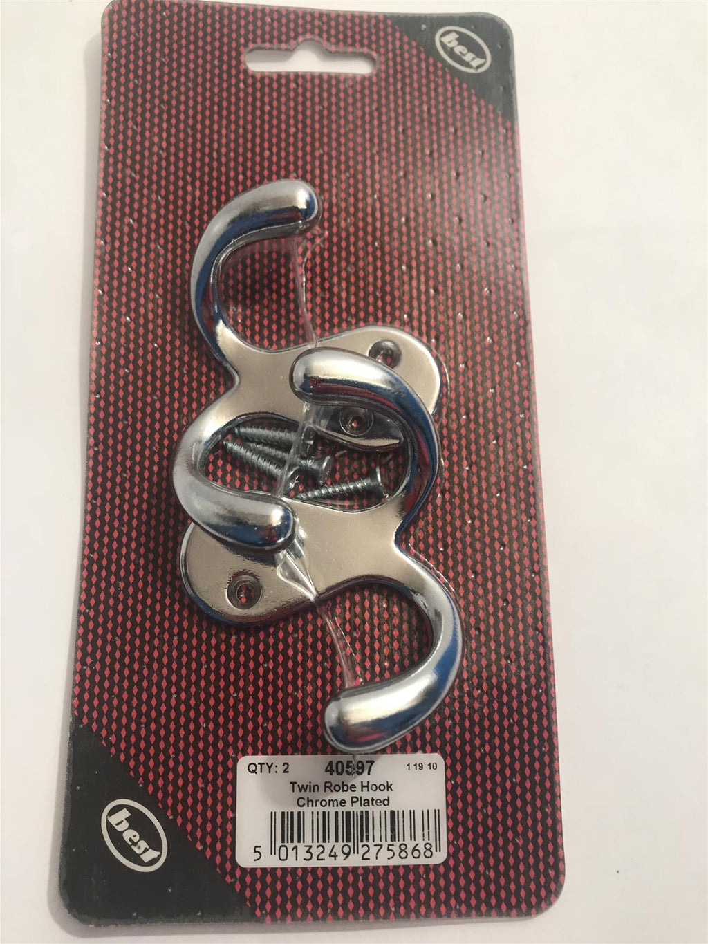 Best Twin Robe Hook Chrome Plated (2 Pack)  40597