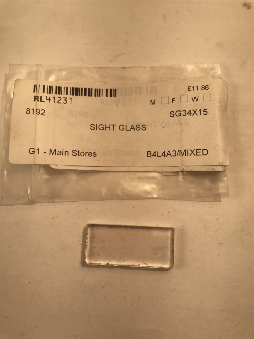 Sight Glass 35 x 15mm  SG34X15