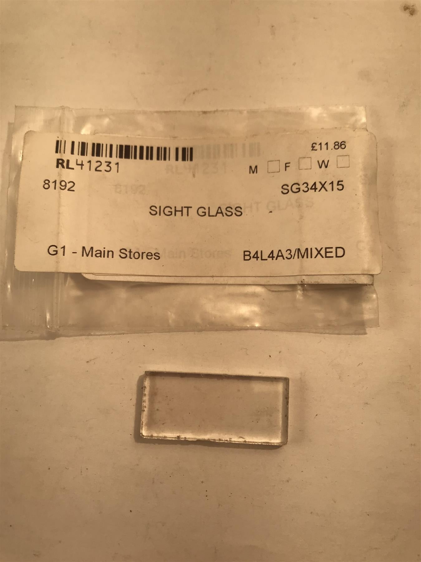Sight Glass 35 x 15mm  SG34X15