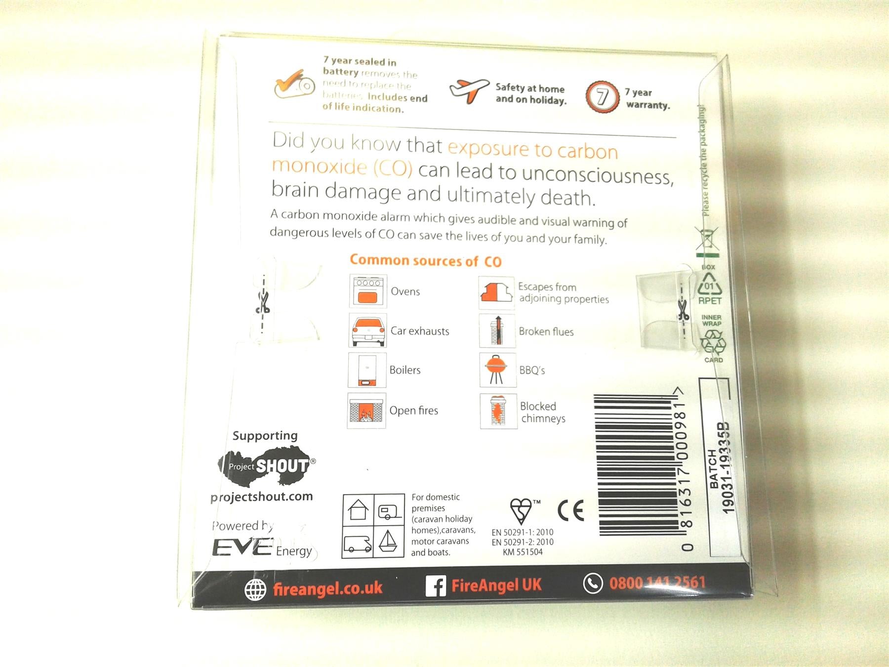 New FireAngel Carbon Monoxide Detector Alarm CO9X 7 Year Battery