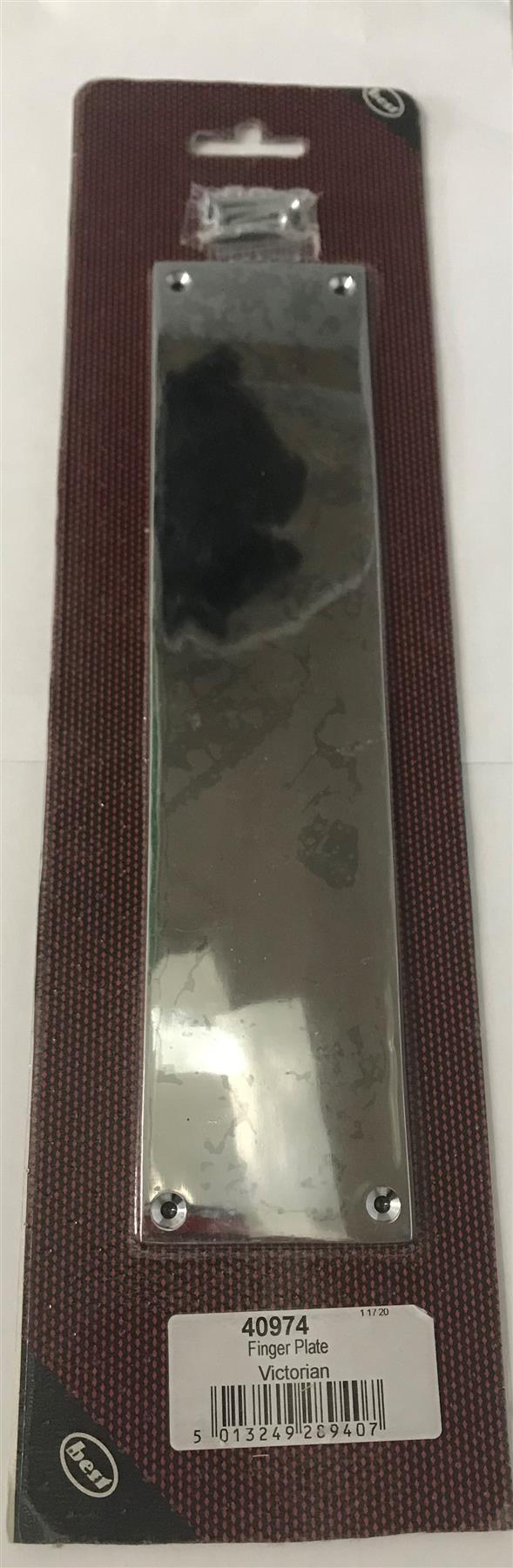 Best Heavy Duty Victorian Finger Plate Polished Chrome 63 x 280mm  40974