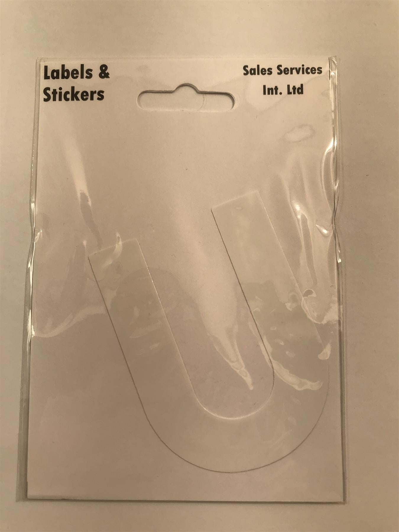 White Letter U Self  Adhesive Waterproof Sticker 8 x 6cm