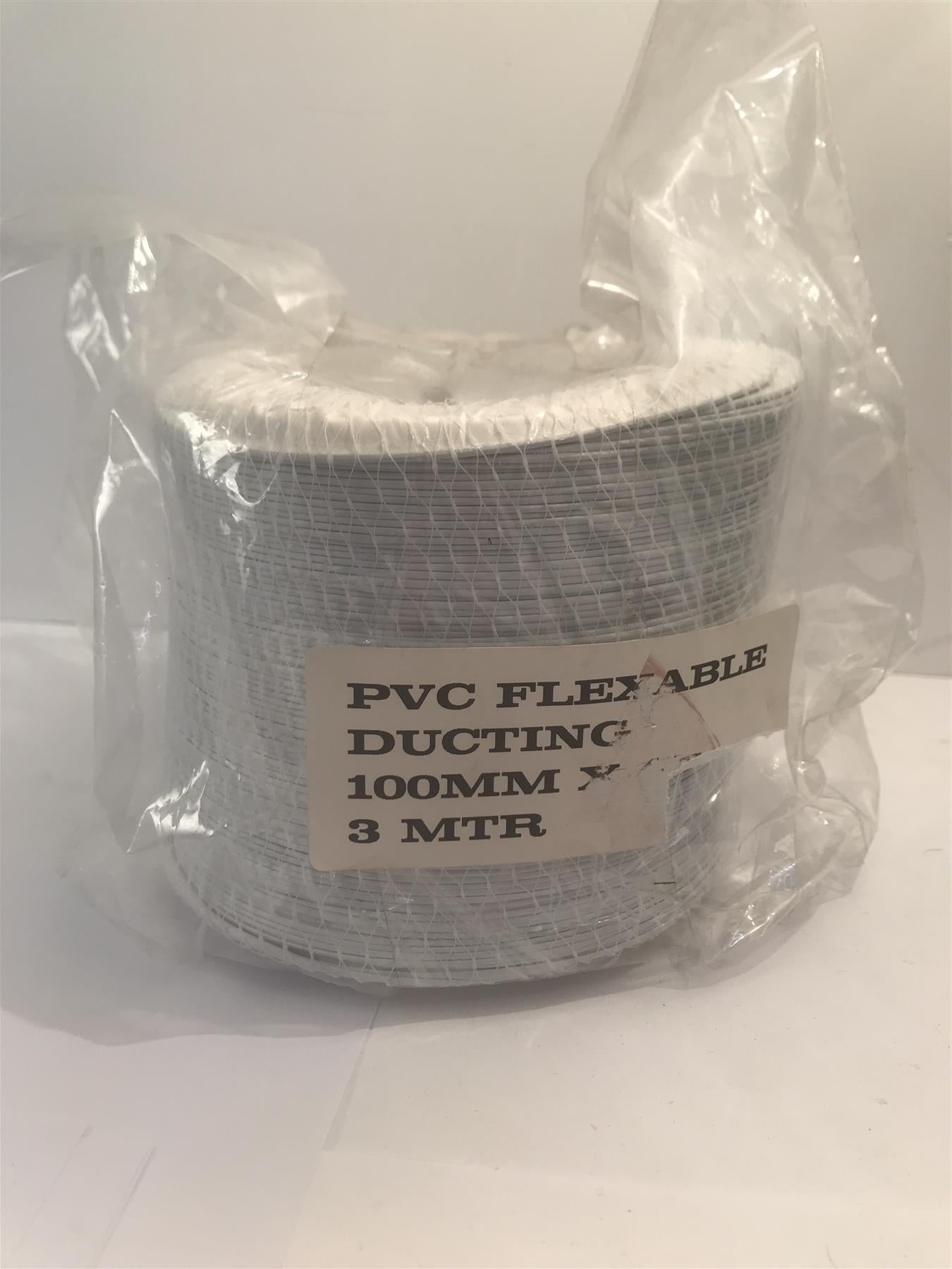 PVC Flexi-Ducting 3m x 100mm - Dryer Extractor Bathroom Shower Cooker Fan