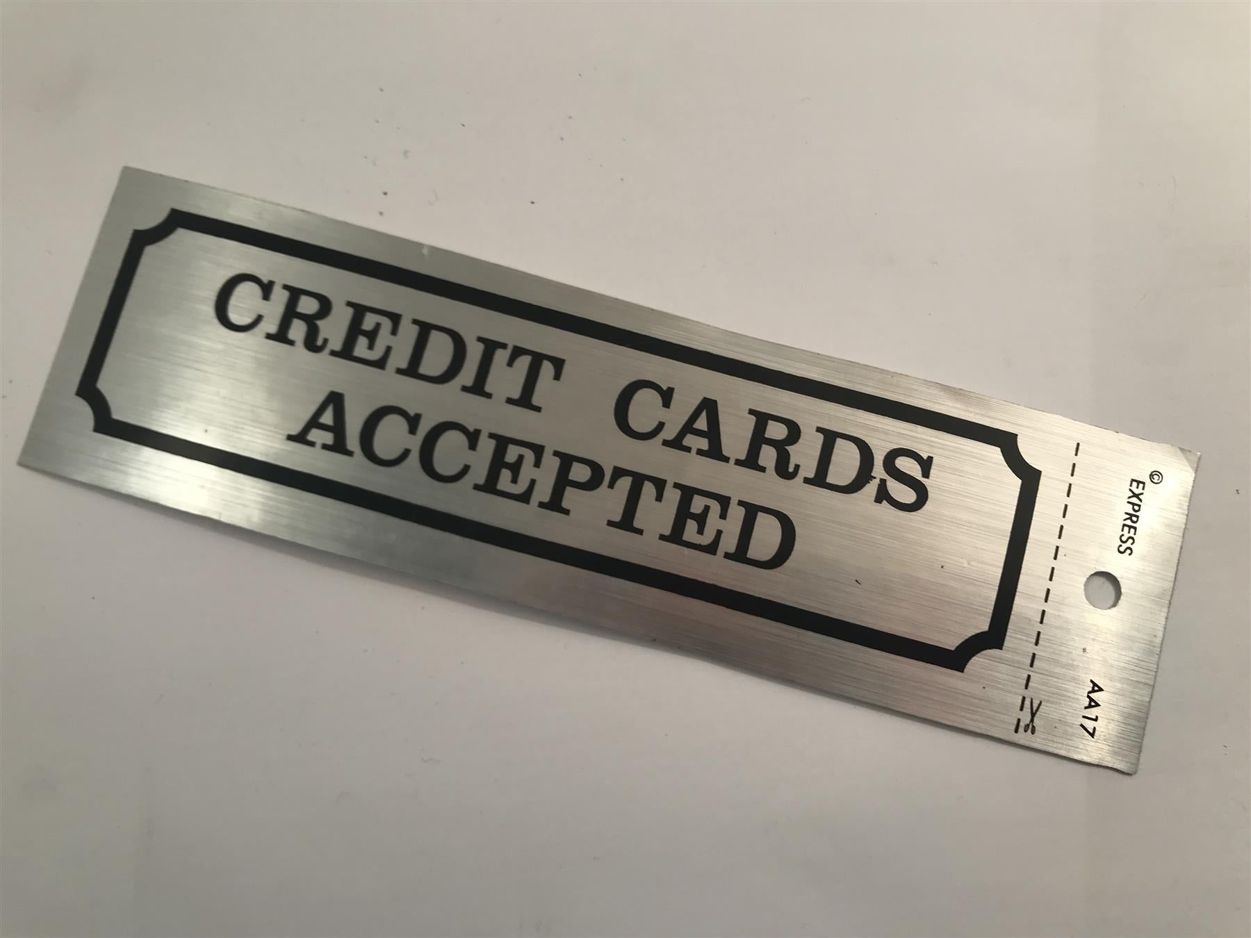 Credit Cards Accepted Adhesive Sign