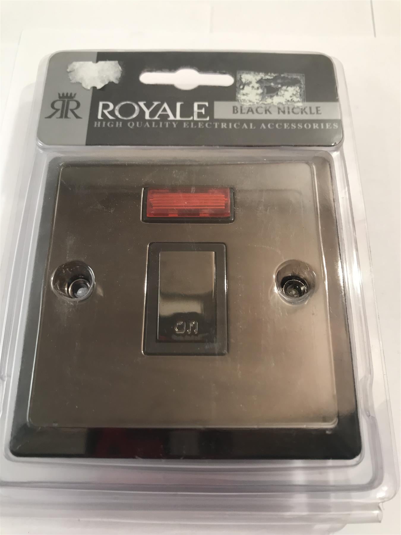 Flat Plate Black Nickel 20a DP Switch & Neon NBFP17