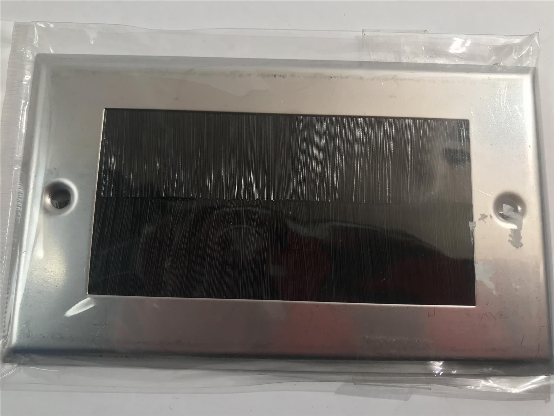 Double Brush Plate for Cable Entry Polished Chrome  Black Brushes