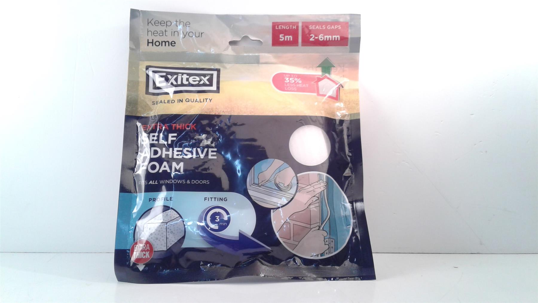 Extra Thick Exitex Self Adhesive Foam -  White (Gap 2-6mm)