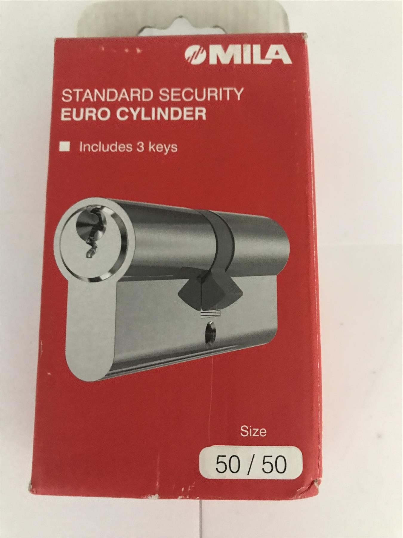 Mila Standard Security Euro Cylinder 50/50  3 Keys Chrome  BC5050EDPCM6