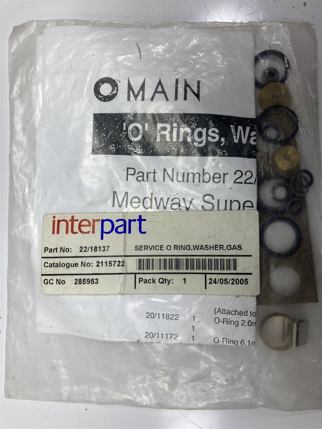 Baxi  22/18137 SERVICE O RING,WASHER,GAS