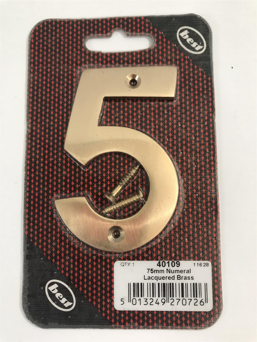 Best 75mm 3" Lacquered Brass No.5  with screws  -   40109