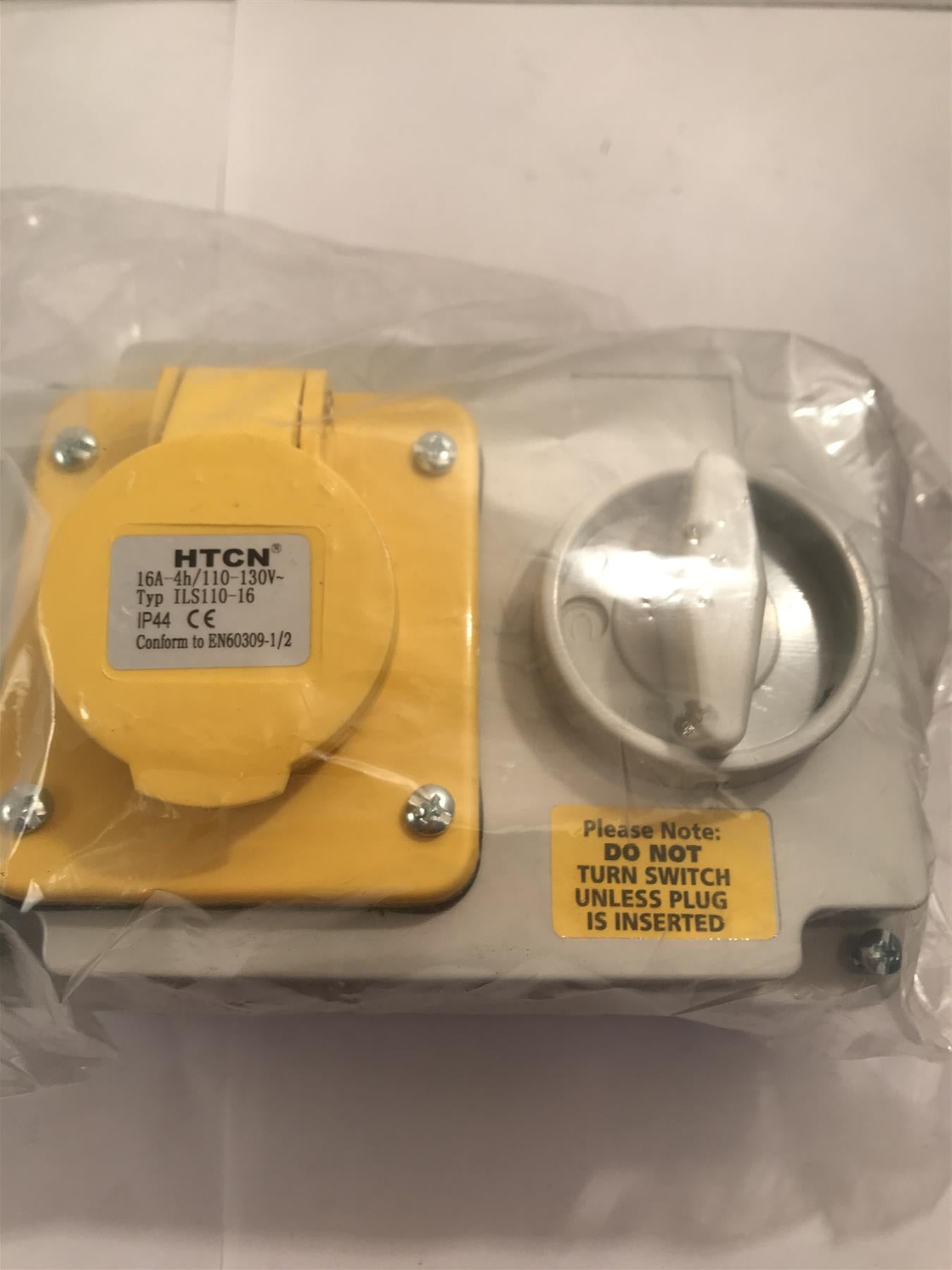 16 Amp 3 Pin Interlock Socket Switch 110-130V Waterproof IP44