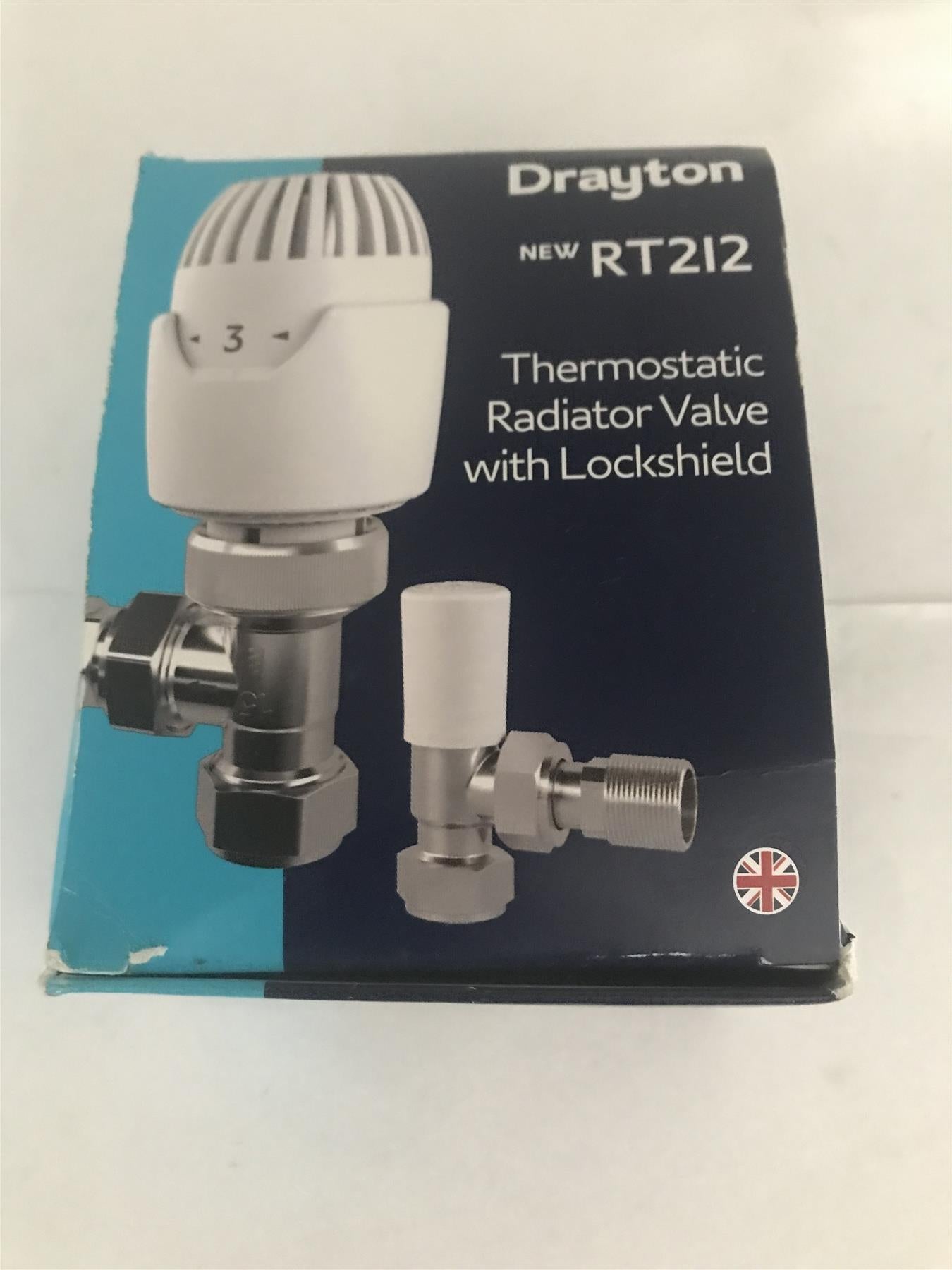Drayton RT212 Thermostatic 15mm Angled TRV with Lockshield  0809260