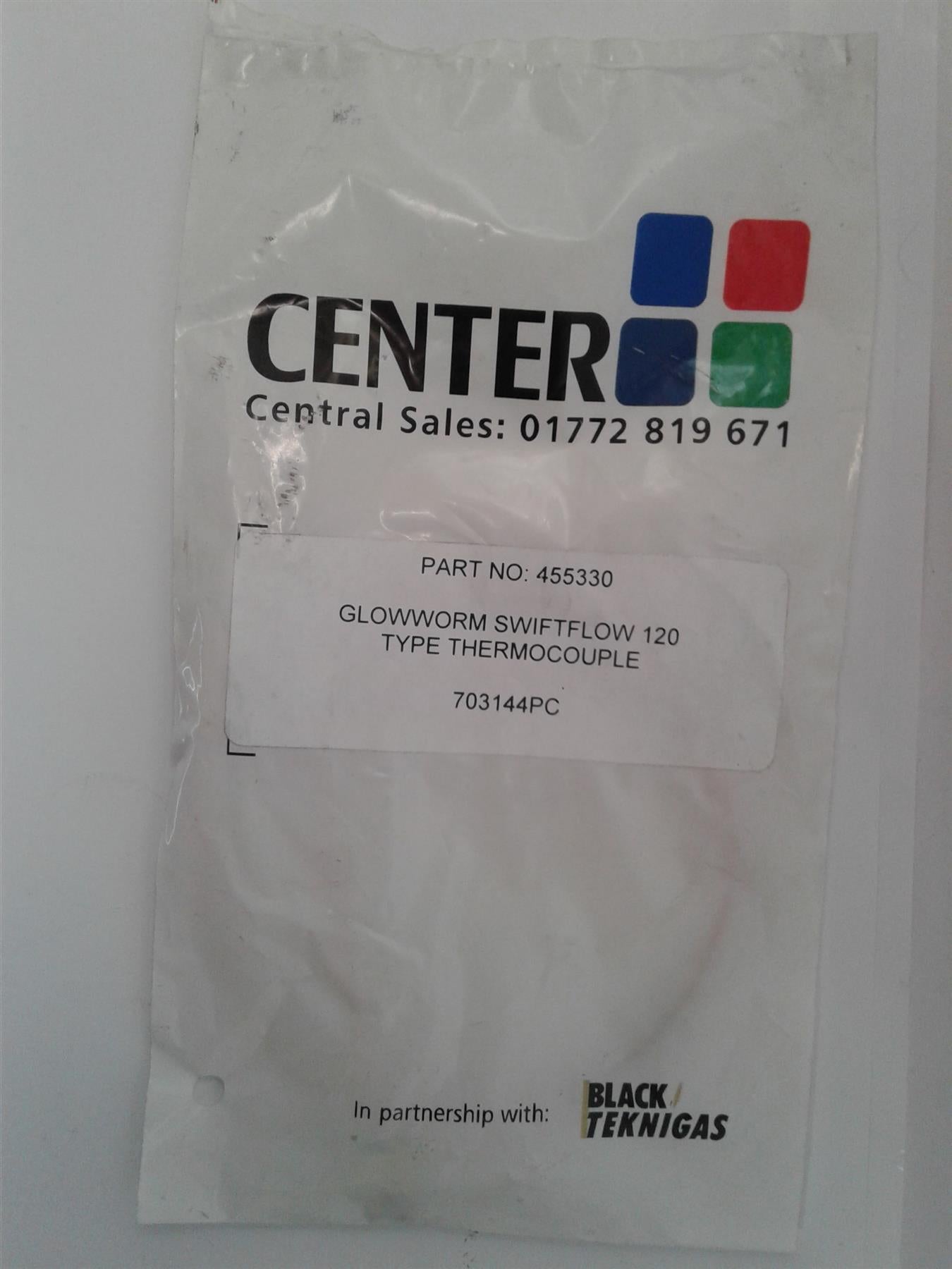 NEW CENTER THERMOCOUPLE GLOWWORM  SWIFTFLOW 120 Type 703144PC 45530