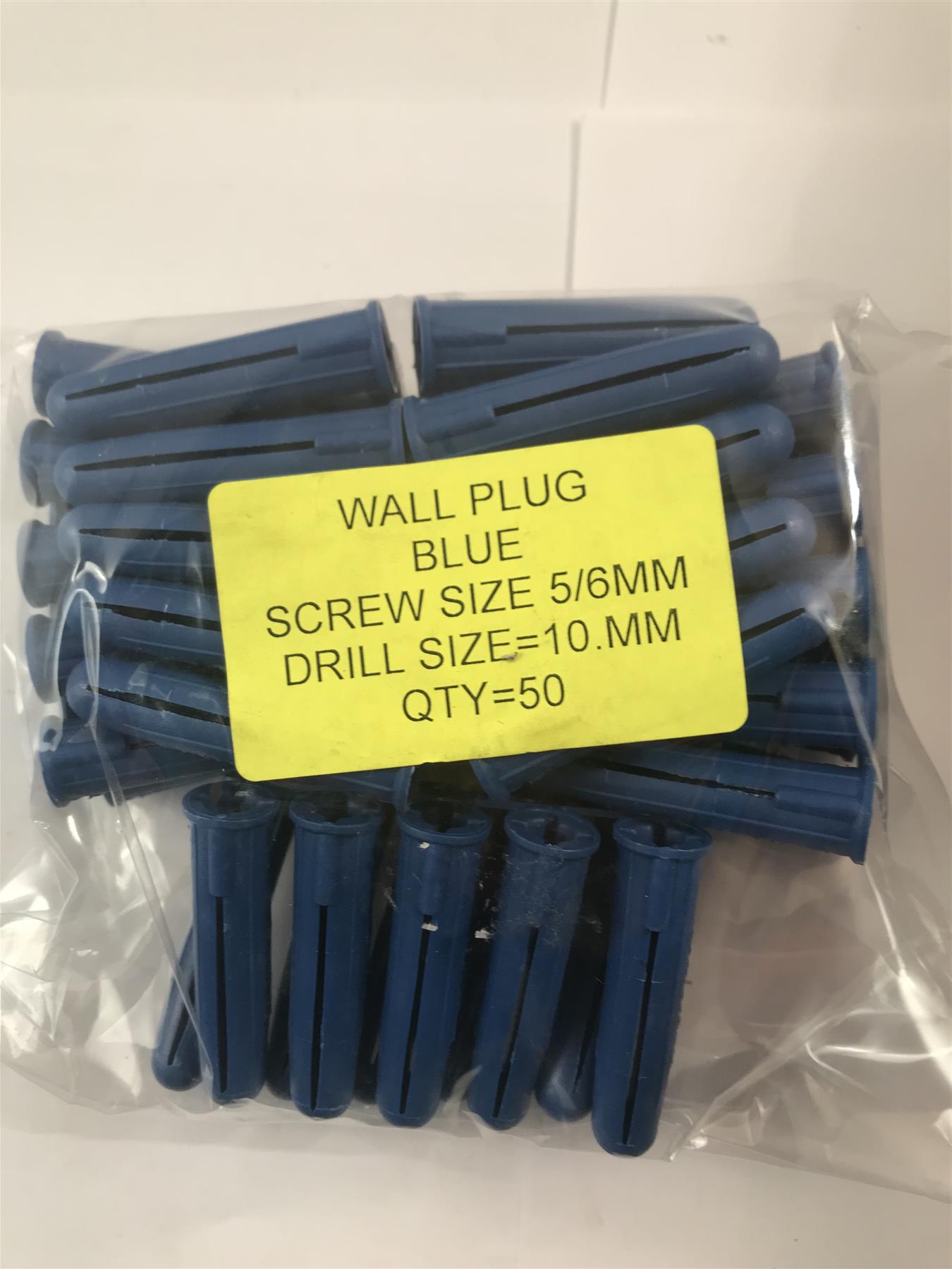 50pc Wall Plugs 10mm Blue