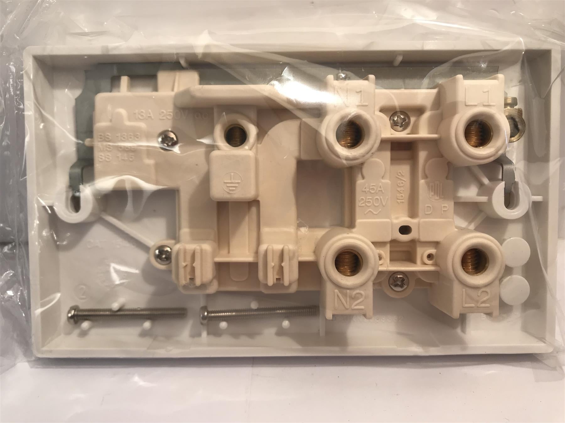 45A Double Pole Cooker Switch with 13A Socket Outlet